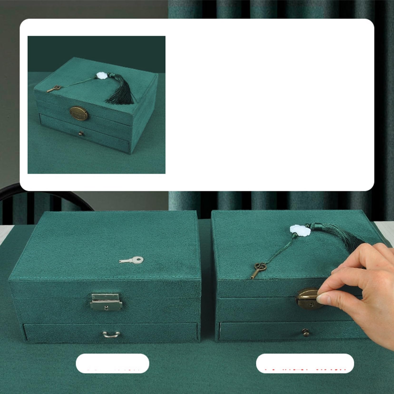 Amazon｜ジュエリーボックス 引き出し式 2層 仕切り板 ベロア